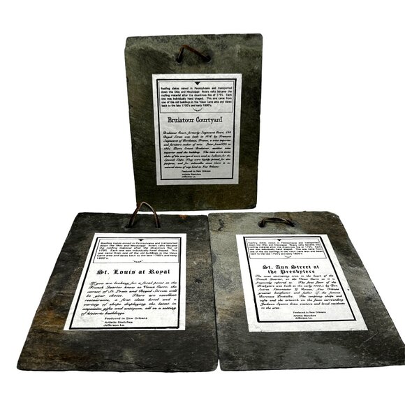 VTG 3 piece New Orleans French Quarter roofing slate art 8 X6” wall plaques - Picture 2 of 10